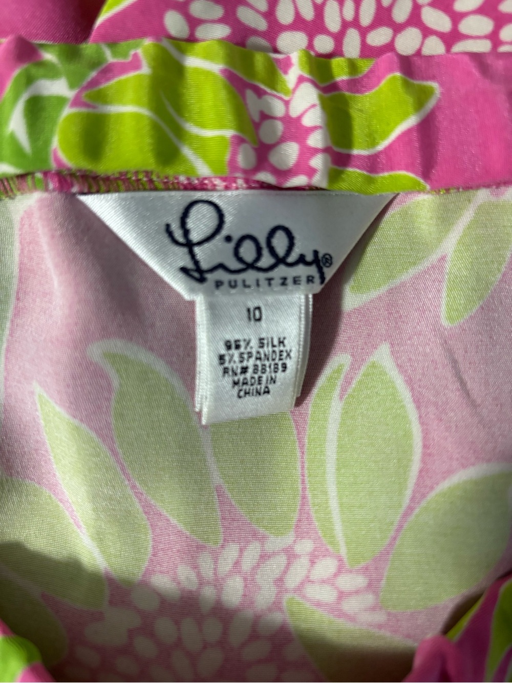 Lilly Pulitzer Hot Pink & Lime Floral A-Line Silk Skirt - Picture 2 of 7